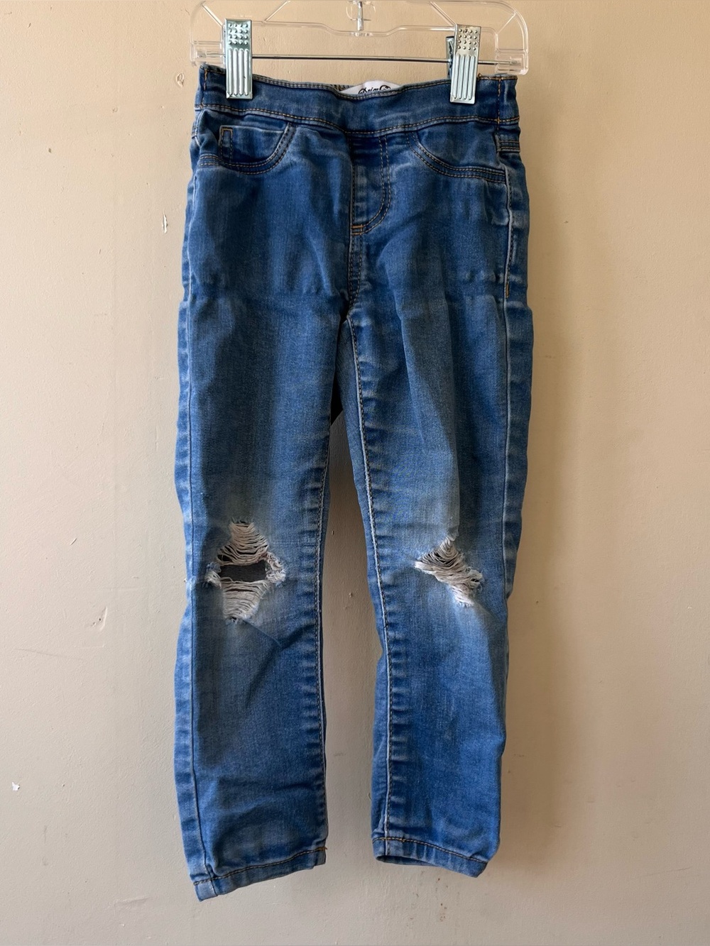Denim&Co Distressed Skinny Jeans in Blue